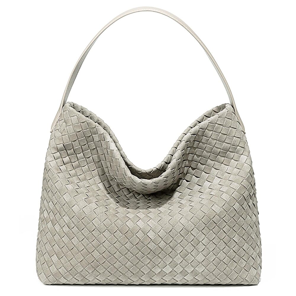 9804 Woven Suede Shoulder Bag Suede Hobo Bag Tote Elegant Handbag Satchel